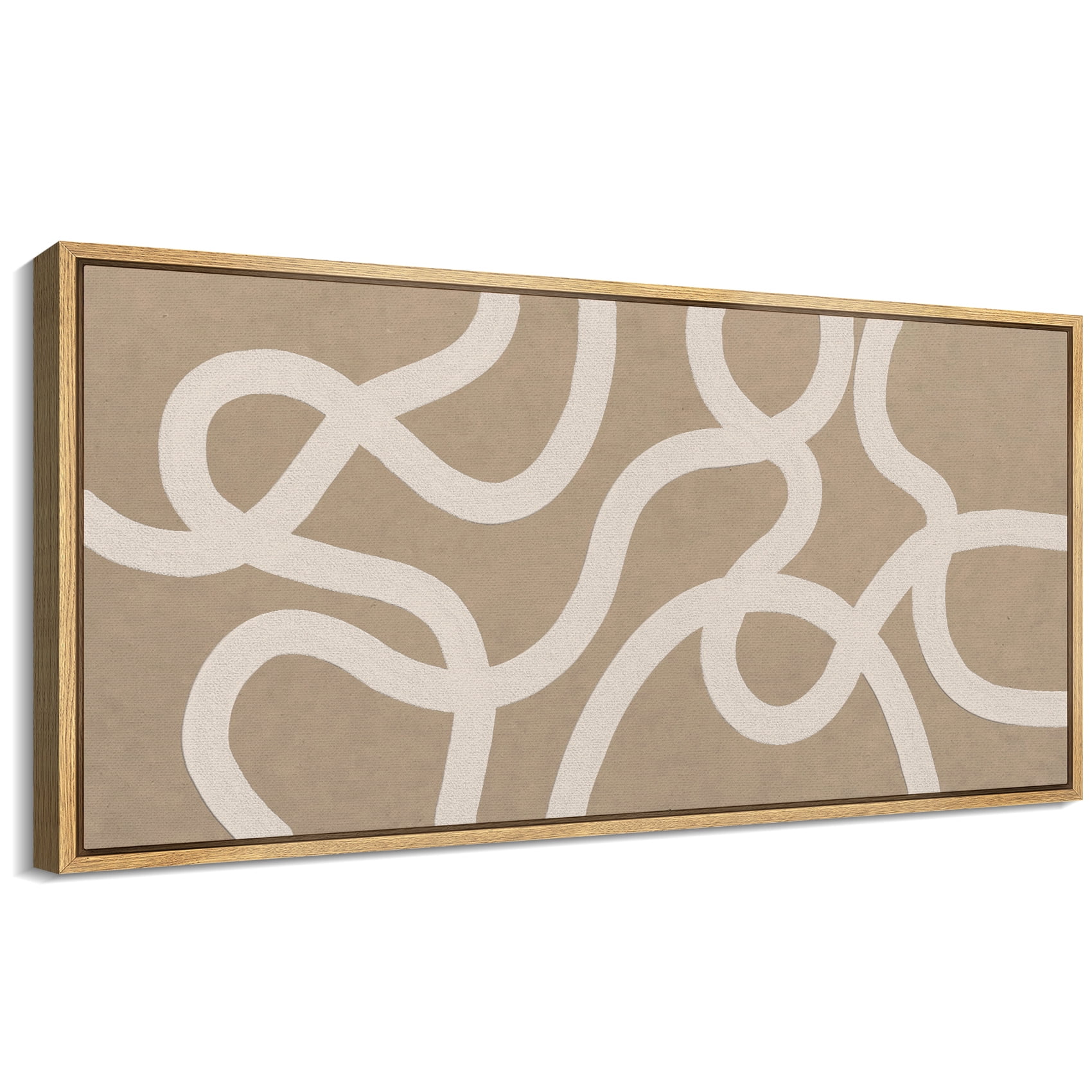 Large Framed Canvas Print Modern Beige & White Geometric DesignWall Art ...