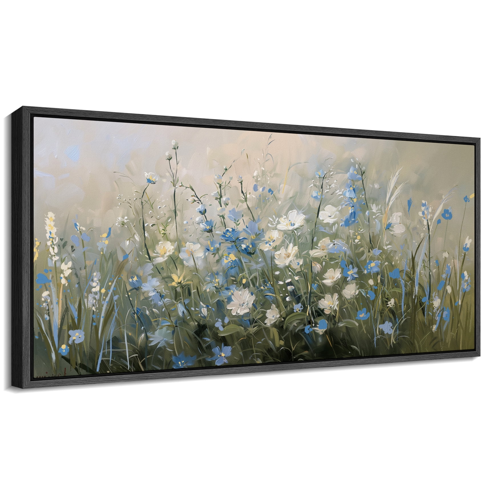 Large Framed Canvas Print Modern Dark Floral BouquetWall Art Decorative ...