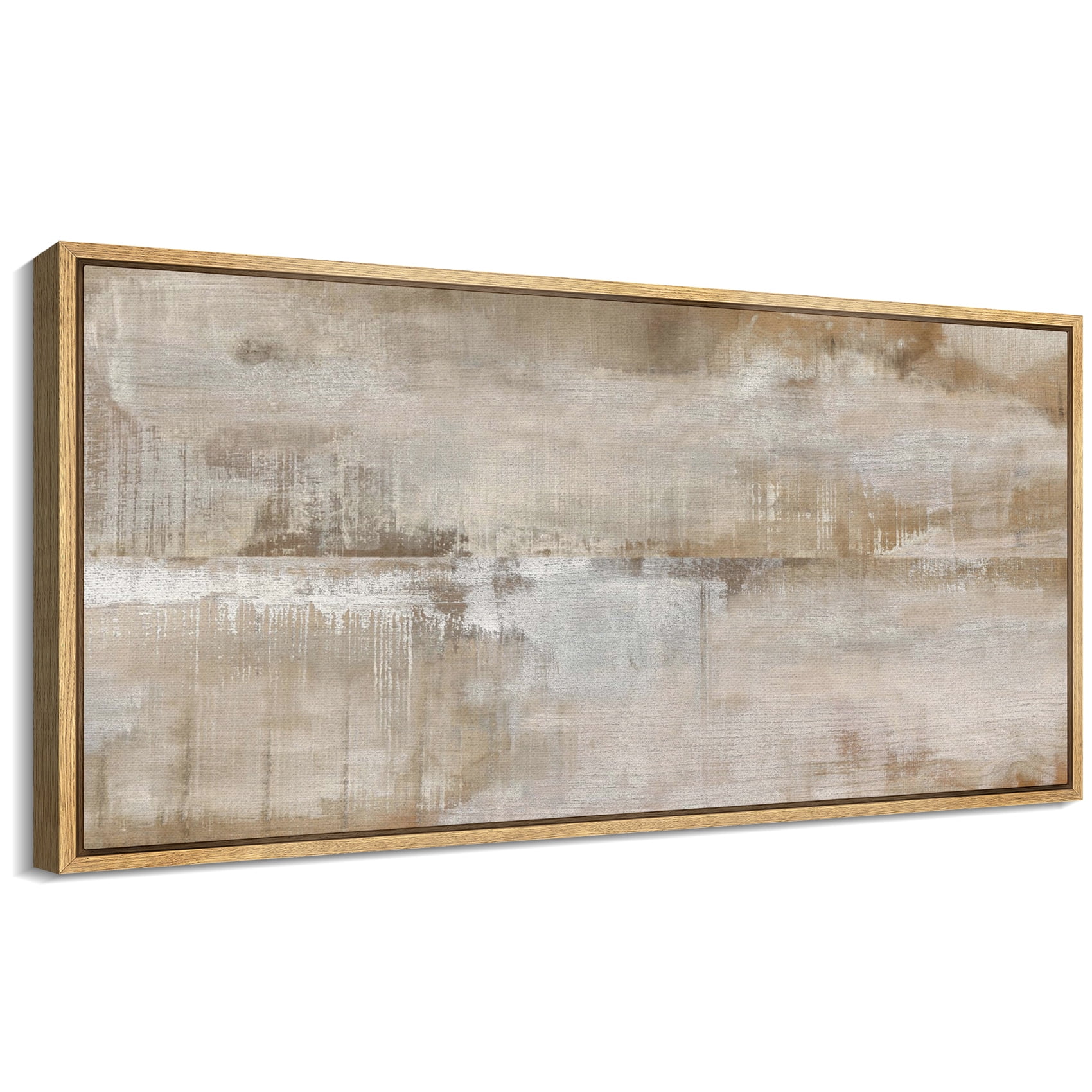 Large Framed Canvas Print Neutral Beige and White Textured with a ...