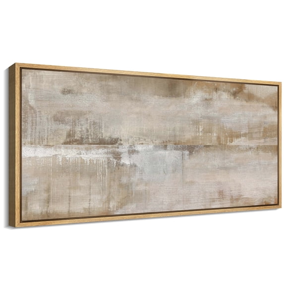 Large Framed Canvas Print Neutral Beige and White Textured with a Weathered LookWall Art Decorative Ready to Hang Painting for Living room Bedroom 60x30 inches Natural Frame