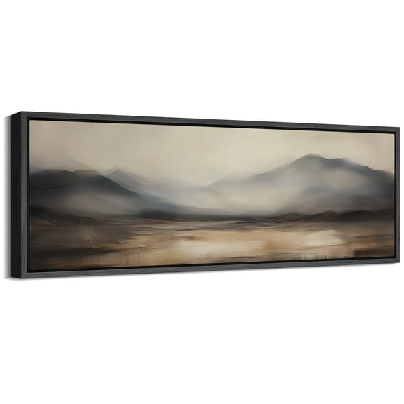 Large Framed Canvas Print Soft Neutral-Toned Landscape Wall Art Decorative Ready to Hang Painting for Living room Bedroom - 60"x20" Black Frame
