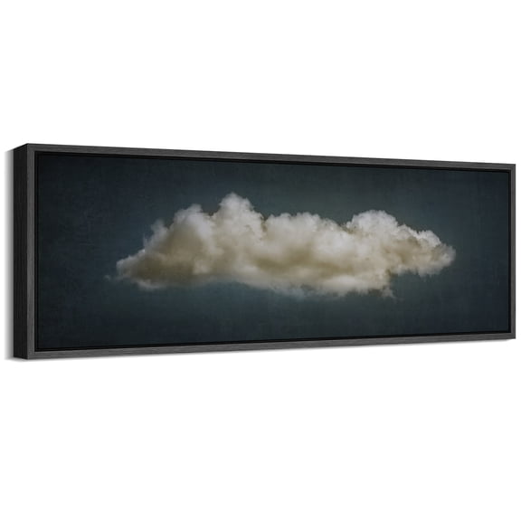 Large Framed Canvas Print Solitary Cloud - Moody Dark SkyWall Art Decorative Ready to Hang Painting for Living room Bedroom 60x20 inches Black Frame
