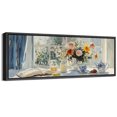 thumbnail image 1 of Large Framed Canvas Print Sunlit Breakfast Table with Flowers - Cozy Still LifeWall Art Decorative Ready to Hang Painting for Living room Bedroom 60x20 inches Black Frame, 1 of 9