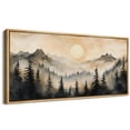 thumbnail image 1 of Large Framed Canvas Print Sunrise from mistry Forest Wall Art Decorative Ready to Hang Painting for Living room Bedroom - 60"x30" Natural Frame, 1 of 7