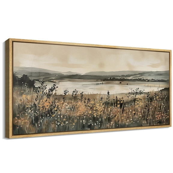 Large Framed Canvas Print The Abstract Modern Wall Art Decorative Ready to Hang Painting for Living room Bedroom - 60"x30" Natural Frame