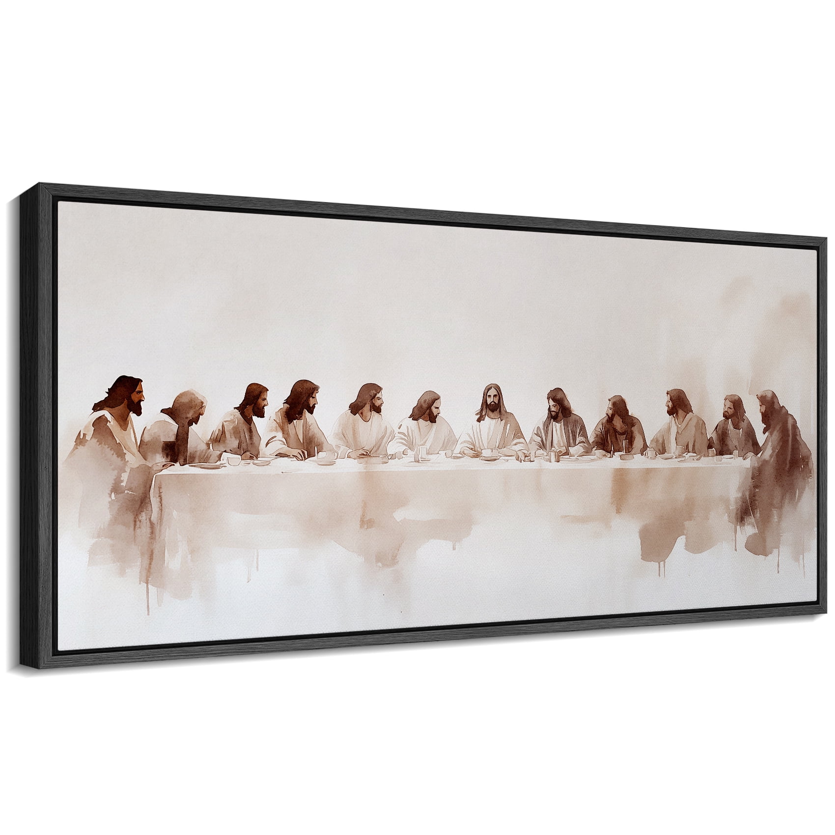 Large Framed Canvas Print The Last Supper Wall Art Decorative Ready to Hang Painting for Living room Bedroom - 60"x30" Black Frame