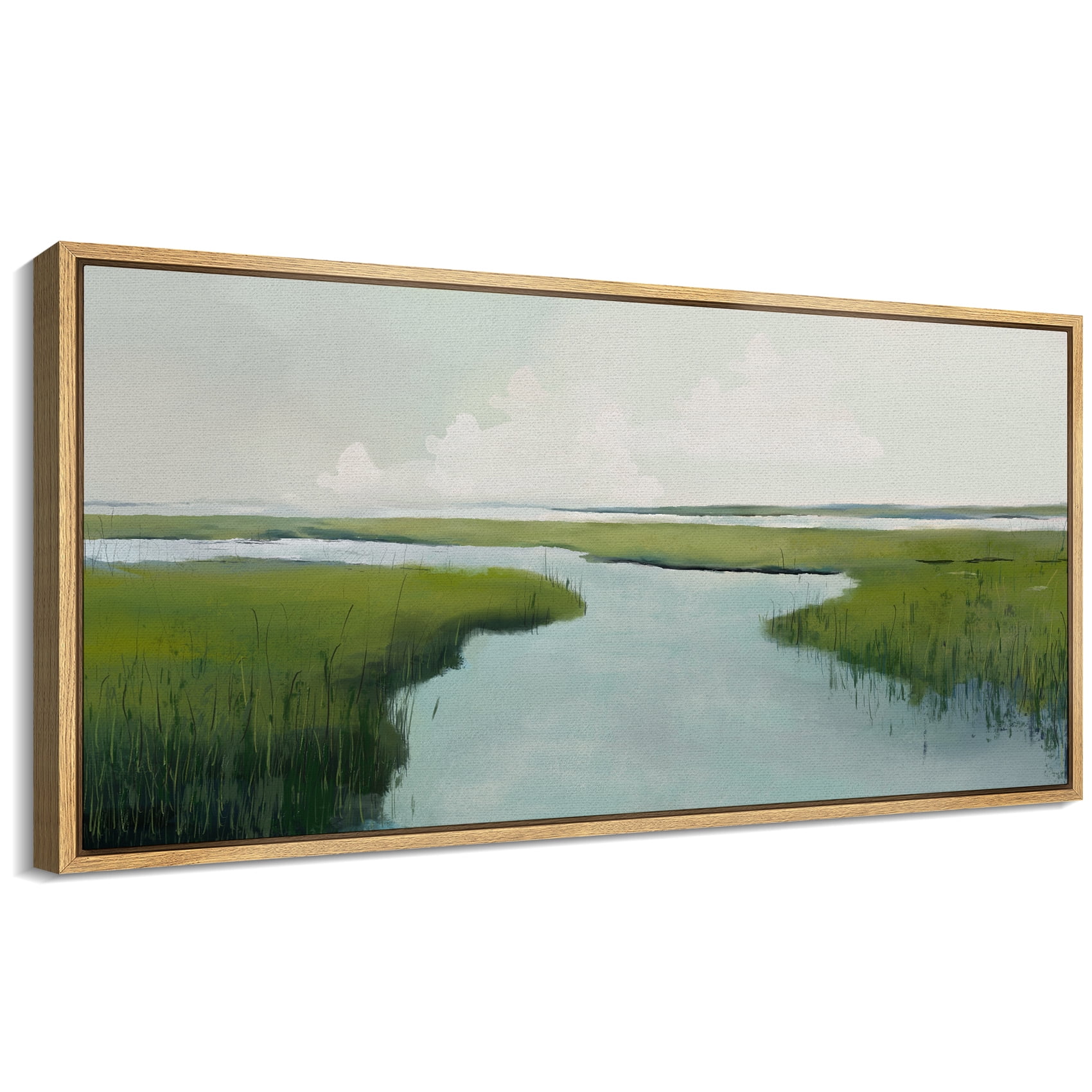 Large Framed Canvas Print Tranquil Nature Scene in Soft GreensWall Art ...