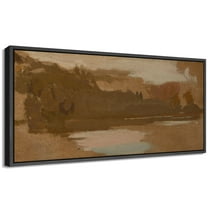 Large Framed Canvas Print Vintage Abstract Twilight Wall Art Decorative Ready to Hang Painting for Living room Bedroom - 60"x30" Black Frame
