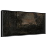 Large Framed Canvas Print Vintage Mistry Wall Art Decorative Ready to Hang Painting for Living room Bedroom - 60"x30" Black Frame