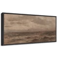 thumbnail image 1 of Large Framed Canvas Print Vintage Ocean Waves Under Moody Sky - Classic SeascapeWall Art Decorative Ready to Hang Painting for Living room Bedroom 60x30 inches Black Frame, 1 of 9