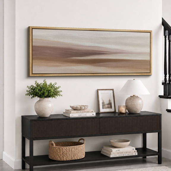 Large Framed Canvas Print Wall Art Soft Desert Landscape Artwork Minimalist Neutral Wall Pictures Decor for Living Room - 60"x20" Natural Frame