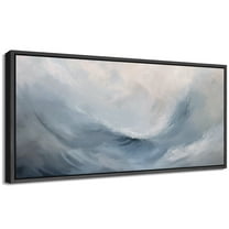 Large Framed Canvas Print Warm Earthy Gradient AbstractWall Art Decorative Ready to Hang Painting for Living room Bedroom 60x30 inches Black Frame