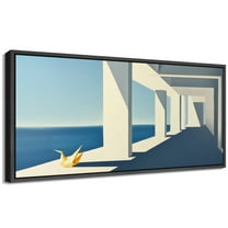 Large Framed Canvas Print White Metaphysics Architecture Wall Art Decorative Ready to Hang Painting for Living room Bedroom - 60"x30" Black Frame