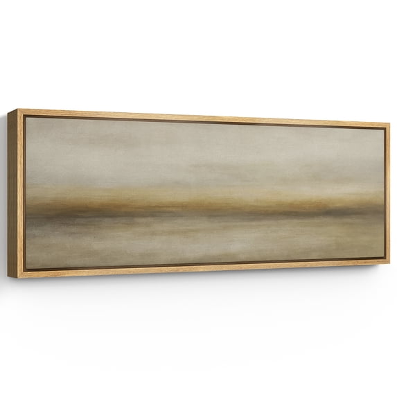 Large Framed Canvas Wall Art Abstract Landscape Print for Living Room Decoration - 60"x20" Natural Framed