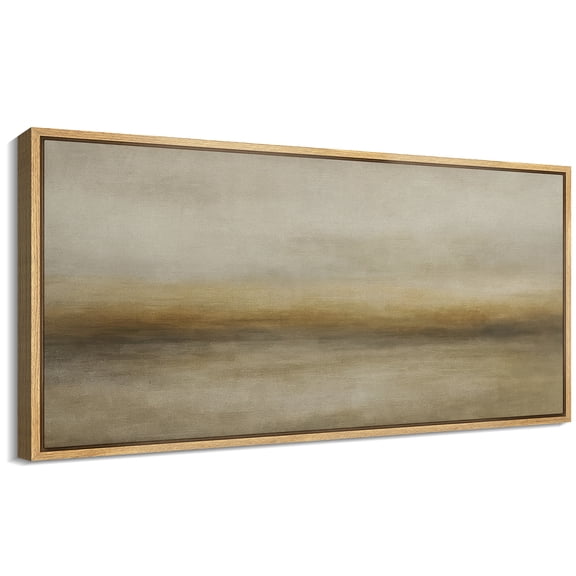 Large Framed Canvas Wall Art Abstract Landscape Print for Living Room Decoration - 60"x30" Natural Framed