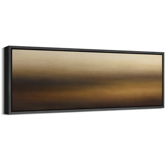 Large Framed Canvas Wall Art Brown Abstract Landscape Print for Modern Living Room Decoration - 60"x20" Black Framed