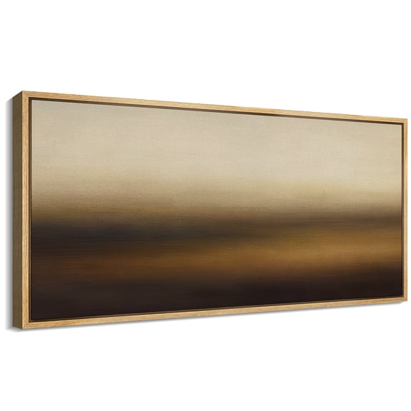 Large Framed Canvas Wall Art Brown Abstract Landscape Print for Modern Living Room Decoration - 60"x30" Natural Framed