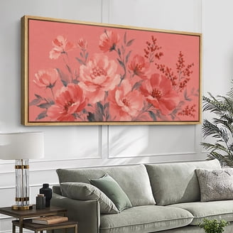 Designart Pink Peony Flower On Abstract Fusion Canvas Wall Art