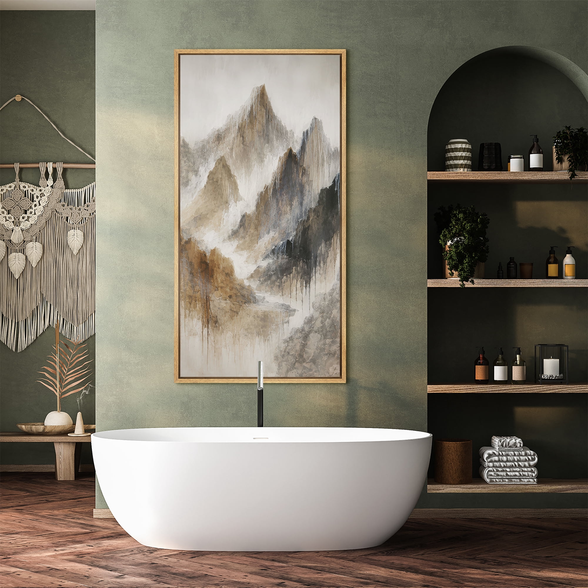 Large Framed Canvas Wall Art Misty Mountain Landscape Print for Living ...