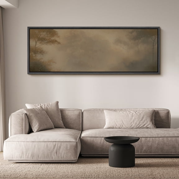 Large Framed Canvas Wall Art Moody Landscape Print for Living Room Decoration - 60"x20" Black Frame