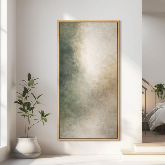 Large Framed Canvas Wall Art Neutral Abstract Print for Living Room Decoration - 60"x30" Natural Frame