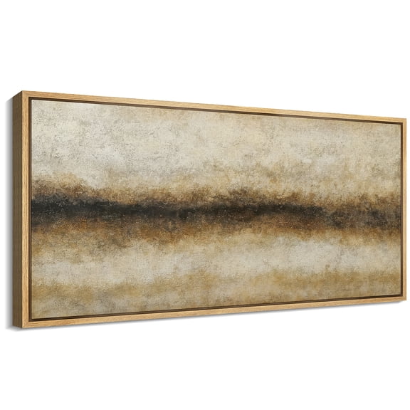 Large Framed Canvas Wall Art Neutral Abstract Print for Modern Living Room Decoration - 60"x30" Natural Framed