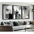 thumbnail image 1 of Large Framed Canvas Wall Art - Rustic Brown and White Abstract Pictures for Living Room Aesthetic Vintage Wall Decor Retro Prints for Bedroom Dinning Room Black Float Framed 16" X 24" X 3 pcs, 1 of 6