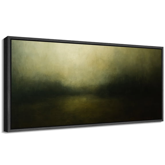 Large Framed Canvas Wall Art Vintage Moody Abstract Landscape Print for Living Room Decoration - 60"x30" Black Framed