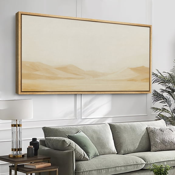 Large Framed Canvas Wall Art Vintage Mountain Landscape Print for Living Room Decoration - 60"x30" Natural Frame