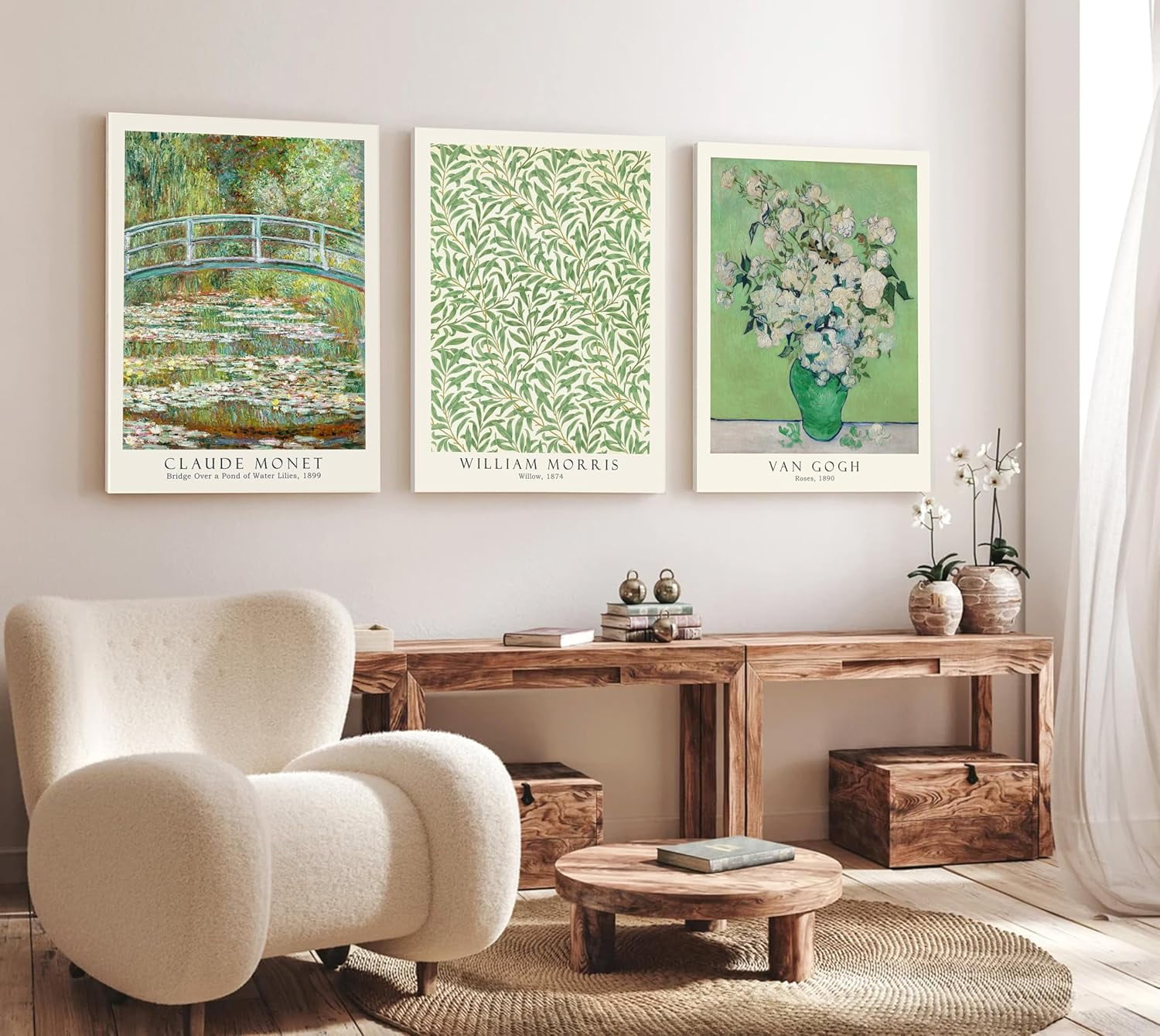 Sage Green Botanical Canvas Wall Art Set for Kids, 18" x 24"