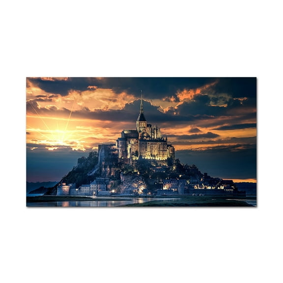 Large Framed Le Mont-Saint-Michel Wall Art Mont Saint Michel Wall Decor Scenery Painting For Livingroom Bedroom Decoration Framed Painting Ready to Hang