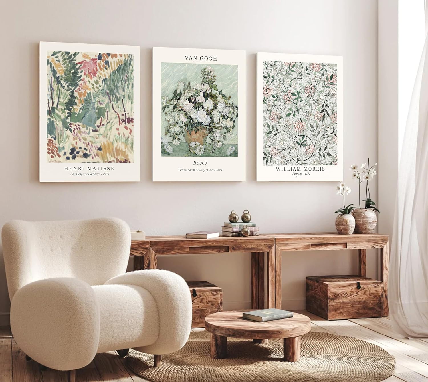 Sage Green Botanical Canvas Wall Art Set for Kids, 18" x 24"