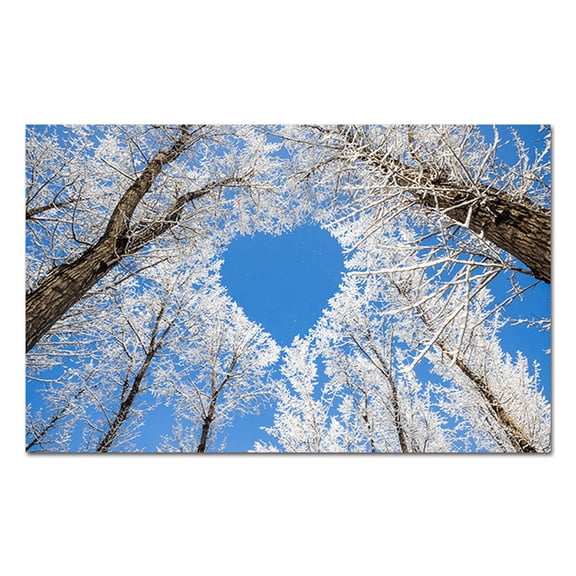 Large Framed Winter Sky Blue Wall Art Winter Tree Wall Decor For Livingroom Bedroom Decoration Framed Painting Ready to Hang