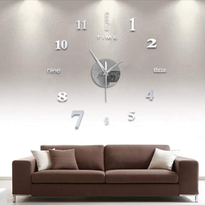 Large Frameless DIY Wall Clock, Usavan Mute Silent Modern Home Office Decor, Self-Adhesive Mirror Sticker for Walls Doors Tiles Metal Surfaces