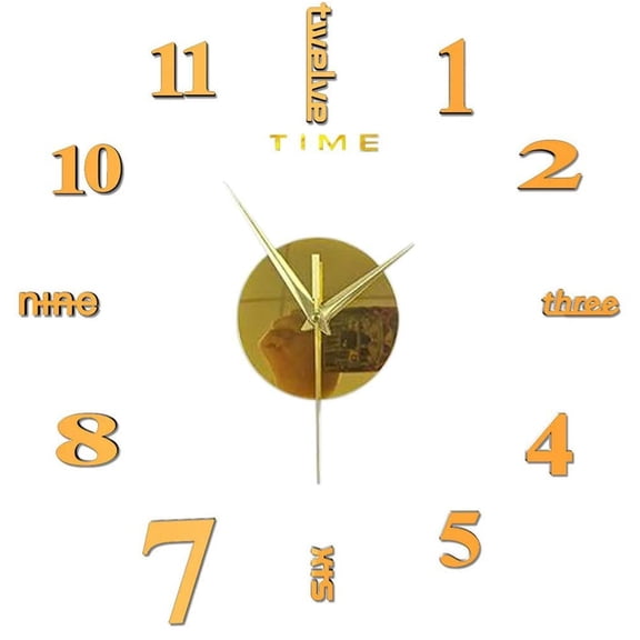 Large Frameless DIY Wall Mute Clock 3D Mirror Surface Sticker Home Office Decor