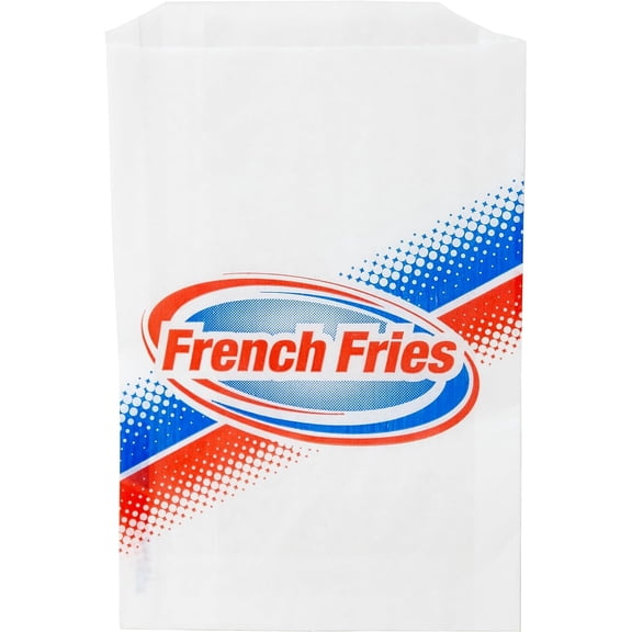 Large French Fry Bag White/Red, 5.5" Length x 1" Width x 8" Depth | 1000/Case