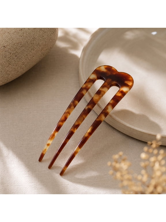 Large French Hair Pins for Women - 3-Prong French Pins for Thick Hair, U Shaped Hair Forks for Flawless Updo Styles