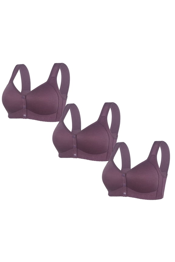 Large Front Closure Bra Women's Breathable Wireless Underwear Side Support Lift for Daily Wear Comfortable Everyday Use #Purple,S