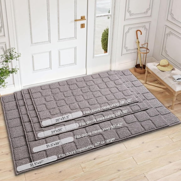 Large Front Door Mat Outside Entrance, Outdoor Indoor Door Mats for Entryway, Entrance, Entry, , Waterproof Non Slip Doormat, Low-, 31.5" × 47", Grey
