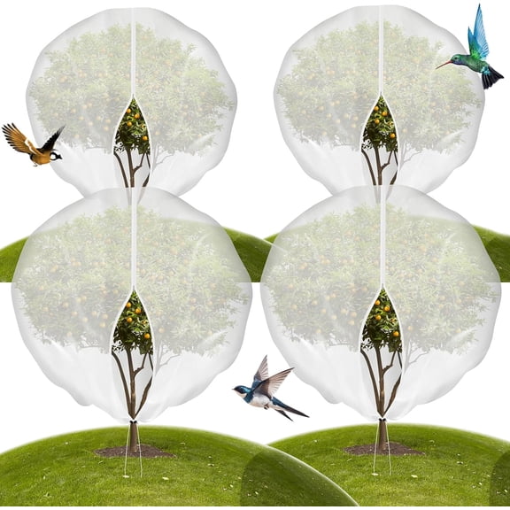 Large Fruit Tree Netting with Drawstring and Zipper, Garden Netting for Garden Protection, Insect Bird Netting for Fruit Trees, Protection from Anti Bugs,Cicadas, Insects,Birds