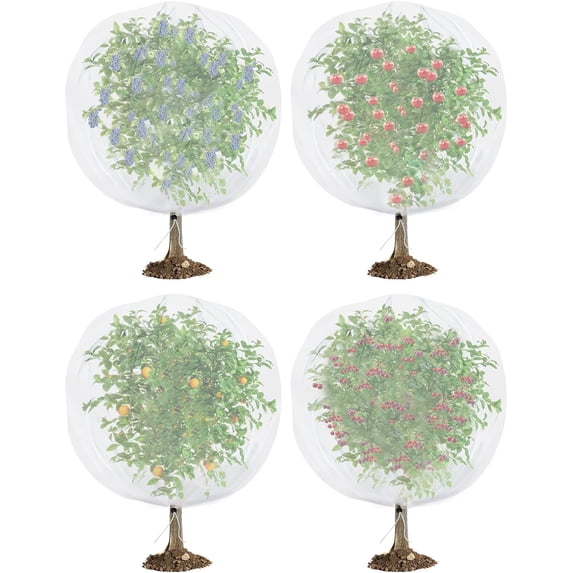 Large Fruit Trees Netting Zipper - 4Pcs 5X5 FT with Drawstring Bird-Proof,Durable Mesh Covers for Blueberry,Apple,Pear,Peach,Orange Trees&Tomato Plants Bug Insect Protection Cover (4, 5x5 ft)