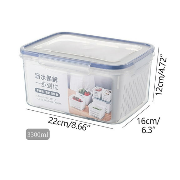 Large Fruit Vegetable Storage Containers for Fridge - Drainable Fresh Produce Organizer Bins with Lid, Colander Insert Food Storage Containers, Keep Fruits Veggies Fresh