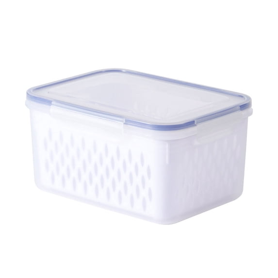 Large Fruit and Vegetable Storage Containers for Refrigerator with Draining Colander and Lid | 2-Piece Set | Airtight Produce Organizer Bins | Microwave & Dishwasher Safe, Size L