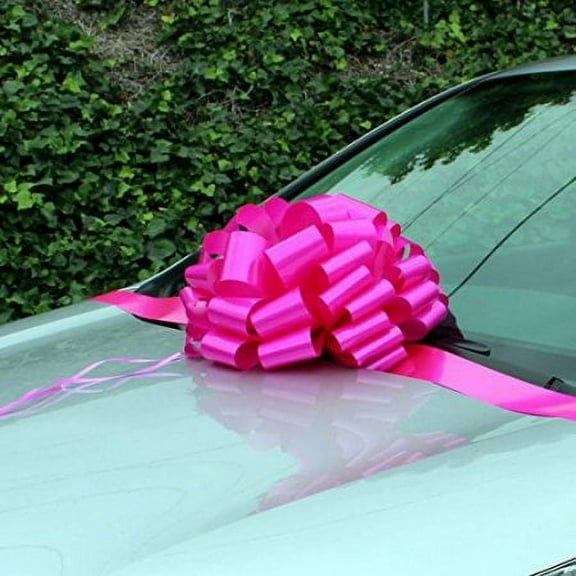 Large Fuchsia Pink Car Bow - 16" Wide, Front Door Decor, Christmas, Easter, Breast Cancer Awareness, Birthday, Baby Shower, Valentine's Day