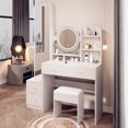 Large Full Body Mirror with Round LED Vanity Table and