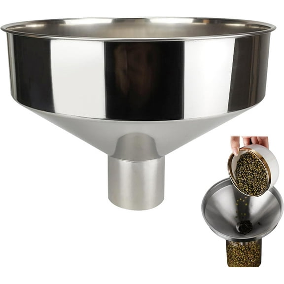 Large Funnel 8x6 Inch Stainless Steel Funnel with 4.2cm Outlet Polished & Smooth Stainless Steel for Kitchen Use for Oil, Soybean Milk & More