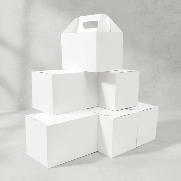 Large Gable Boxes White - Sturdy Welcome Gift Boxes for Party Favors, Box Lunches, Cookies, and Birthday Wedding, Easy to Assemble with Handles