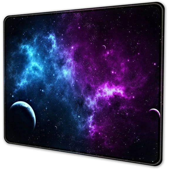 Large Galaxy Mouse Pad with Stitched Edges Personalized Design Computer Laptop Mousepad Non-Slip Washable Rubber Mouse Mat 11.8 x 9.8 inch