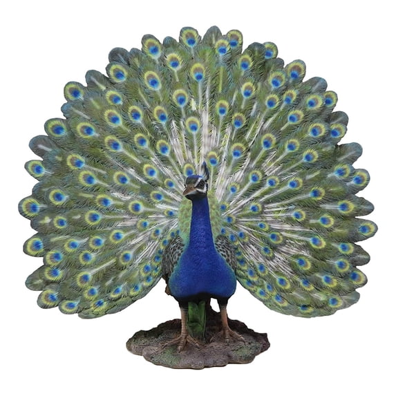 Large Gallery Quality Male Peacock With Exotic Iridescent Train Plumage Statue
