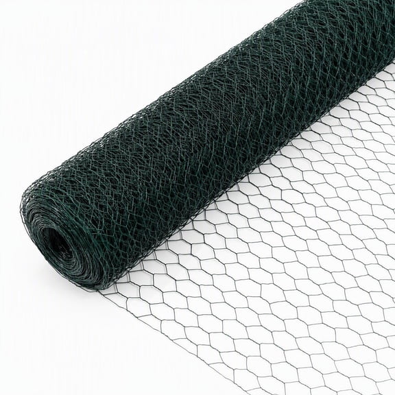 Large Galvanized Hexagonal Wire Netting with Green Coating, Rust-Resistant Poultry Fence for Garden, Chicken Coop, and Animal Enclosure  3.6ft x 157.48ft, 1.57in x 1in Mesh